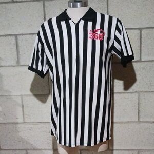 In Your Face Black and White Striped Referee Shirt Mens Size Medium